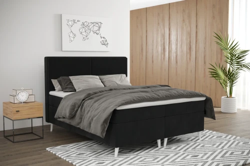Łóżko kontynentalne z pojemnikiem na pościel Rivano Czarny