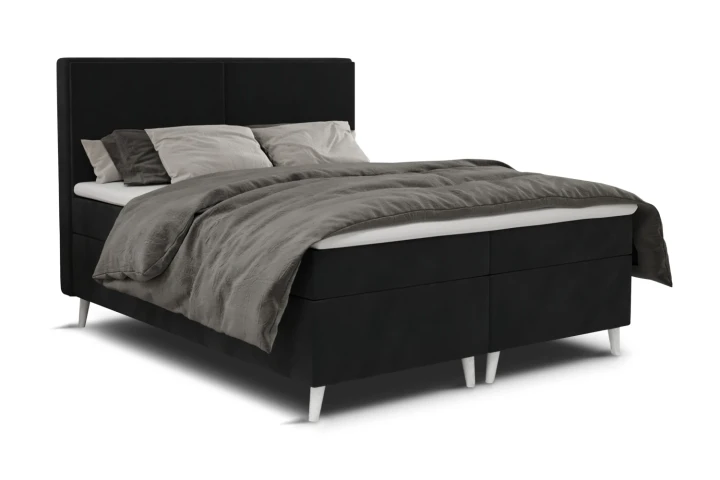 Łóżko kontynentalne z pojemnikiem na pościel Rivano Czarny