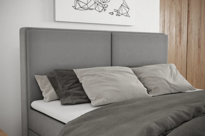 Łóżko kontynentalne z pojemnikiem na pościel Rivano Jasny Szary