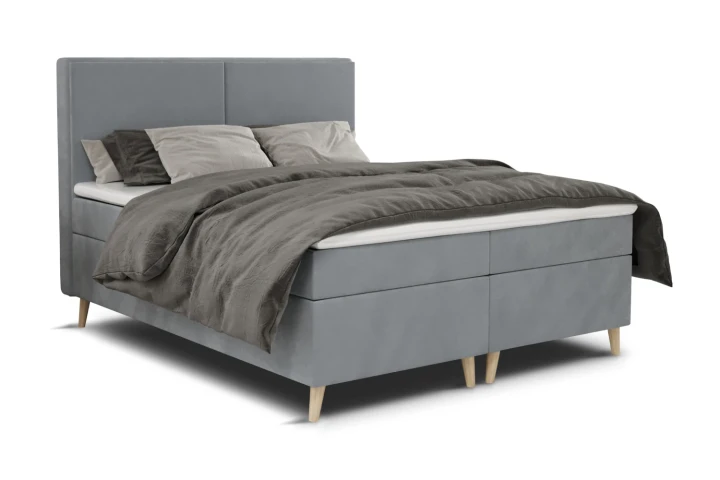 Łóżko kontynentalne z pojemnikiem na pościel Rivano Jasny Szary