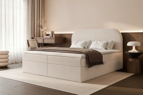 Łóżko kontynentalne z pojemnikiem na pościel Lunaro Kremowy