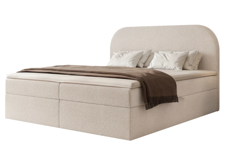 Łóżko kontynentalne z pojemnikiem na pościel Lunaro Kremowy