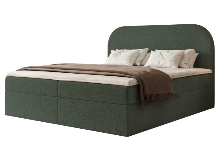 Łóżko kontynentalne z pojemnikiem na pościel Lunaro Zielony