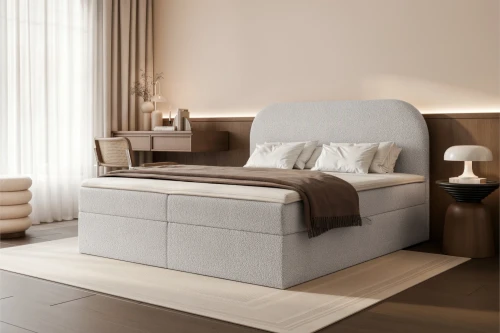 Łóżko kontynentalne z pojemnikiem na pościel Lunaro Szary