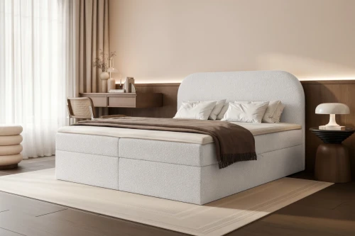 Łóżko kontynentalne z pojemnikiem na pościel Lunaro Biały