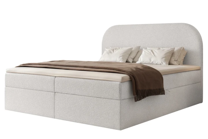 Łóżko kontynentalne z pojemnikiem na pościel Lunaro Biały