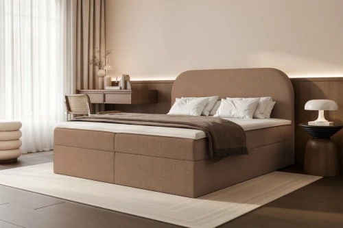 Łóżko kontynentalne z pojemnikiem na pościel Lunaro Karmel