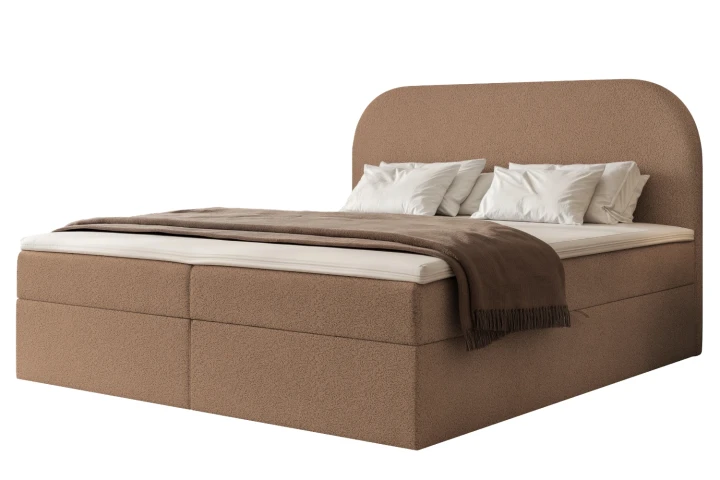 Łóżko kontynentalne z pojemnikiem na pościel Lunaro Karmel