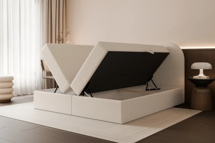 Łóżko kontynentalne z pojemnikiem na pościel Lunaro