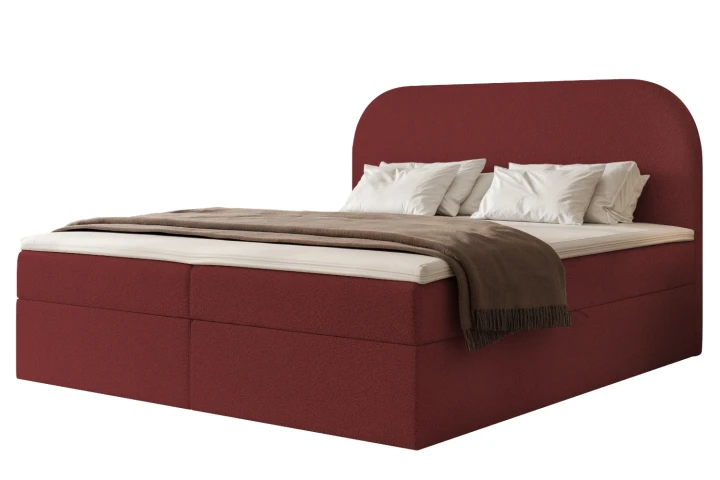 Łóżko kontynentalne z pojemnikiem na pościel Lunaro Bordowy