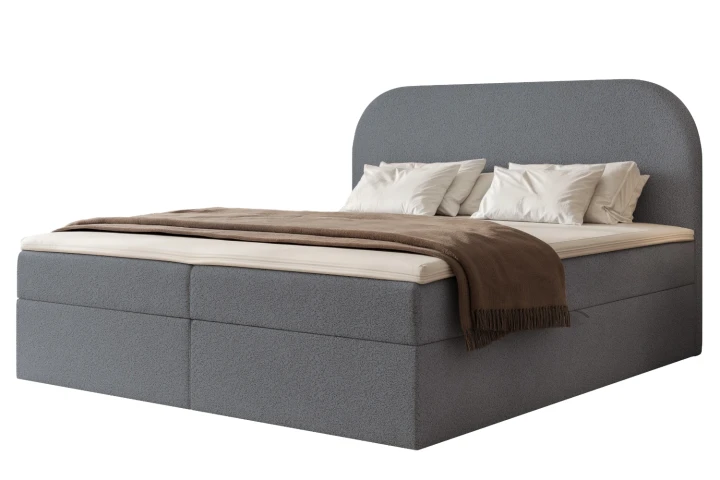 Łóżko kontynentalne z pojemnikiem na pościel Lunaro Stalowy Szary