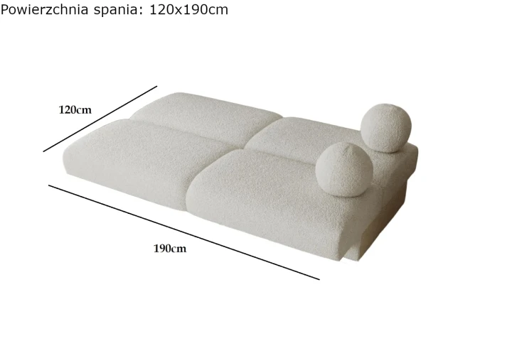 Wersalka z funkcją spania i pojemnikiem Limba bez boczków wymiary