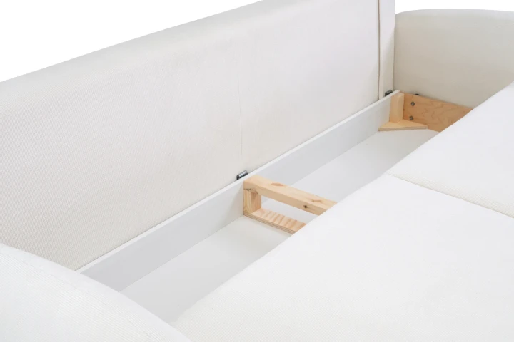 Kanapa z funkcją spania i pojemnikiem na pościel Cloudia Jasny Beż