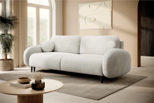 Kanapa z funkcją spania i pojemnikiem na pościel Cloudia Jasny Beż