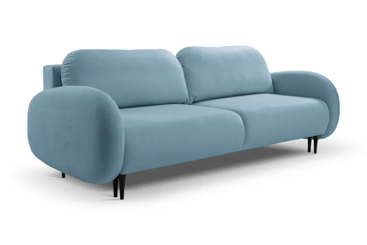 Kanapa z funkcją spania i pojemnikiem na pościel Cloudia Niebieska