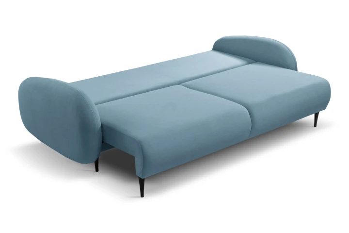 Kanapa z funkcją spania i pojemnikiem na pościel Cloudia Niebieska