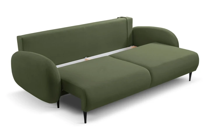 Kanapa z funkcją spania i pojemnikiem na pościel Cloudia Zielona