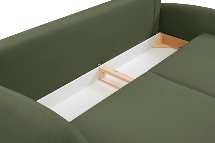 Kanapa z funkcją spania i pojemnikiem na pościel Cloudia Zielona