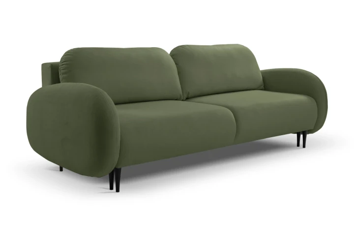 Kanapa z funkcją spania i pojemnikiem na pościel Cloudia Zielona