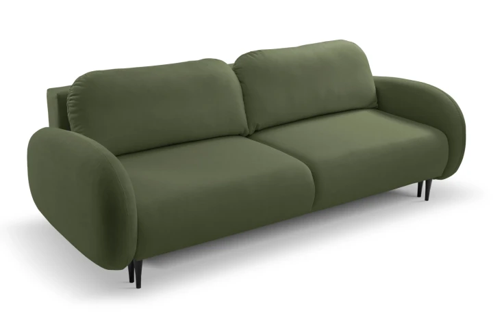 Kanapa z funkcją spania i pojemnikiem na pościel Cloudia Zielona