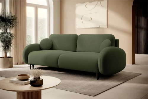 Kanapa z funkcją spania i pojemnikiem na pościel Cloudia Zielona