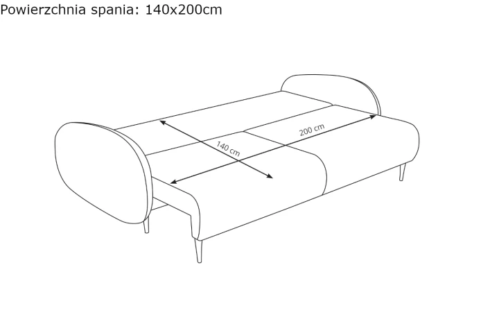 Kanapa z funkcją spania i pojemnikiem na pościel Mochi wymiary