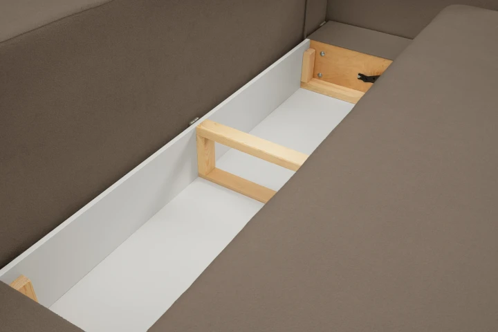 Kanapa z funkcją spania i pojemnikiem na pościel Mochi Brązowy