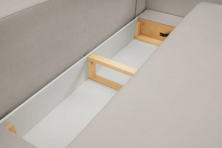 Kanapa z funkcją spania i pojemnikiem na pościel Mochi Jasny Szary