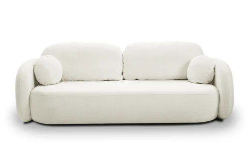 Kanapa z funkcją spania i pojemnikiem na pościel Mochi Kremowy