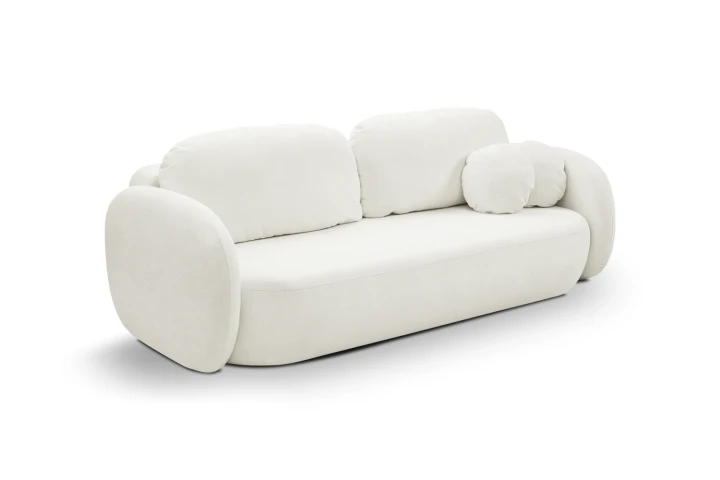 Kanapa z funkcją spania i pojemnikiem na pościel Mochi Kremowy