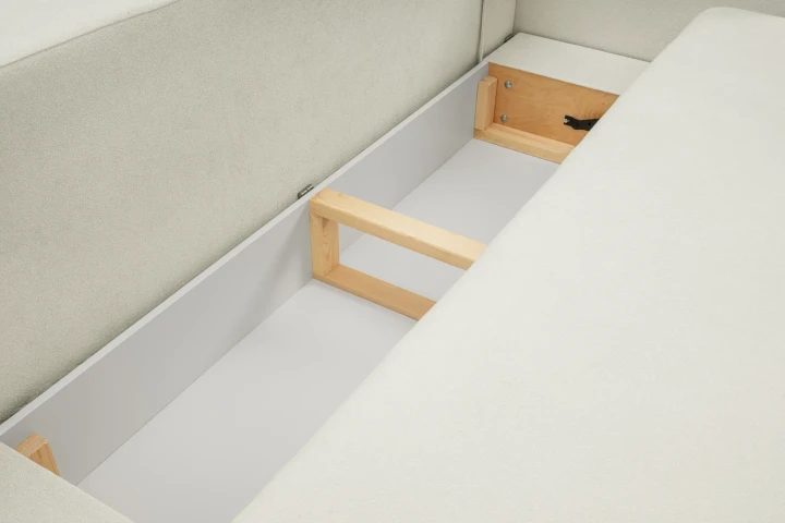 Kanapa z funkcją spania i pojemnikiem na pościel Mochi Kremowy