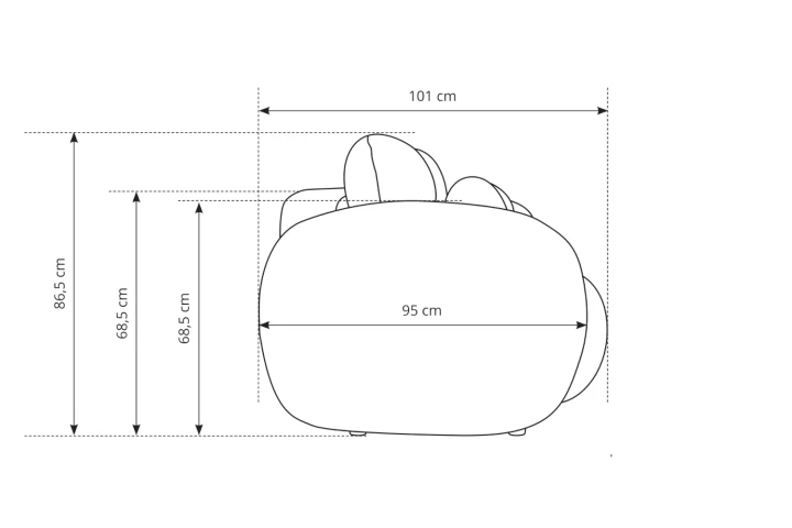 Kanapa z funkcją spania i pojemnikiem na pościel Mochi wymiary