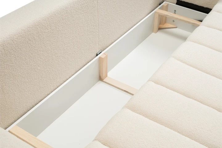 Kanapa z funkcją spania i pojemnikiem na pościel Noma Jasny Beż