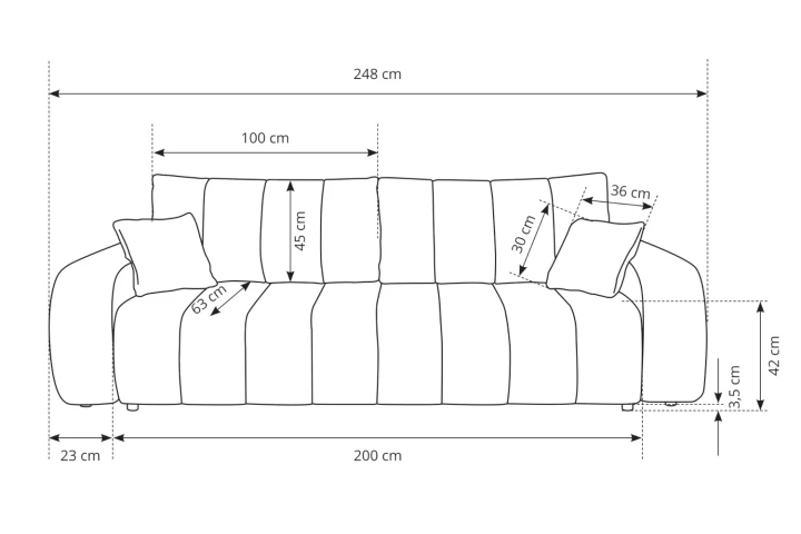 Kanapa z funkcją spania i pojemnikiem na pościel Noma wymiary