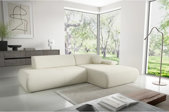 Narożnik z funkcją spania i pojemnikiem Duna Jasnobeżowy Melanż