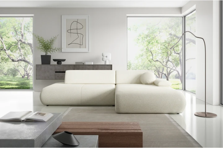 Narożnik z funkcją spania i pojemnikiem Duna Jasnobeżowy Melanż