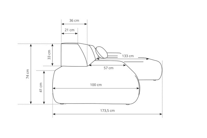 Narożnik z funkcją spania i pojemnikiem Duna wymiary