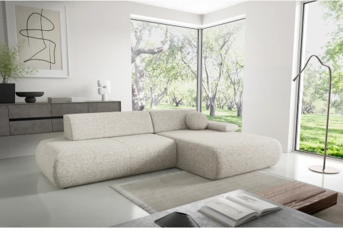 Narożnik z funkcją spania i pojemnikiem Duna Beżowo-szary