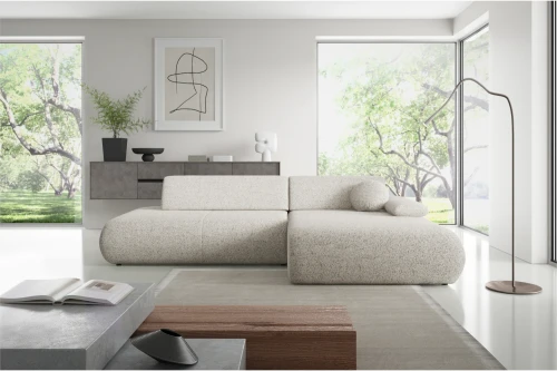 Narożnik z funkcją spania i pojemnikiem Duna Beżowo-szary