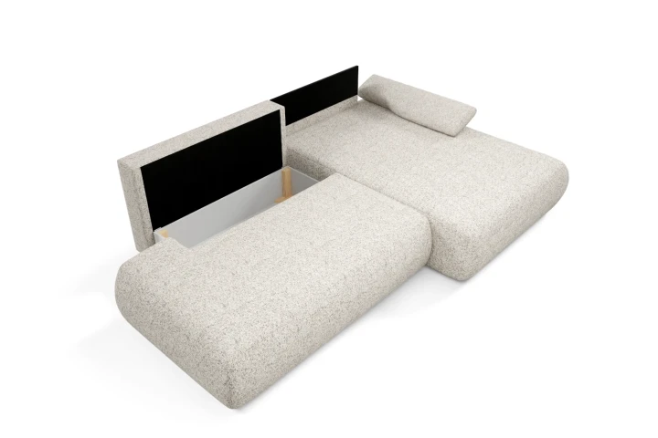 Narożnik z funkcją spania i pojemnikiem Duna Beżowo-szary