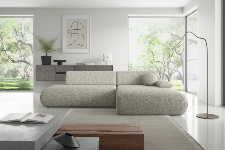 Narożnik z funkcją spania i pojemnikiem Duna Szary melanż