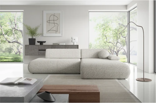 Narożnik z funkcją spania i pojemnikiem Duna Szarobeżowy Melanż