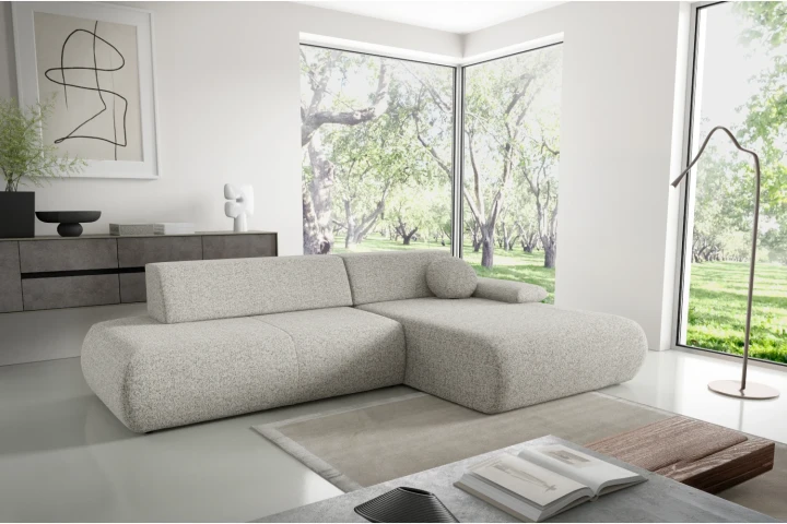 Narożnik z funkcją spania i pojemnikiem Duna Szarobeżowy Melanż