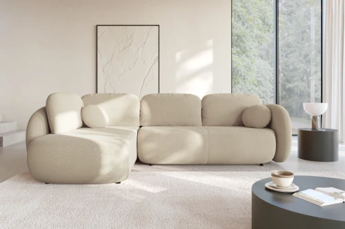 Narożnik do salonu z funkcją spania Mochi Beżowy