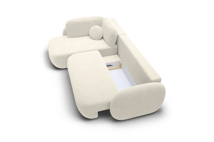 Narożnik do salonu z funkcją spania Mochi Kremowy