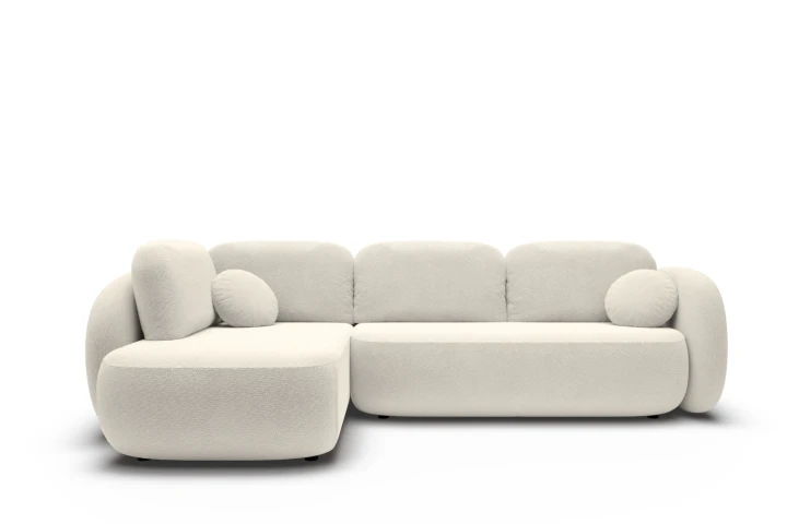 Narożnik do salonu z funkcją spania Mochi Kremowy Lewy