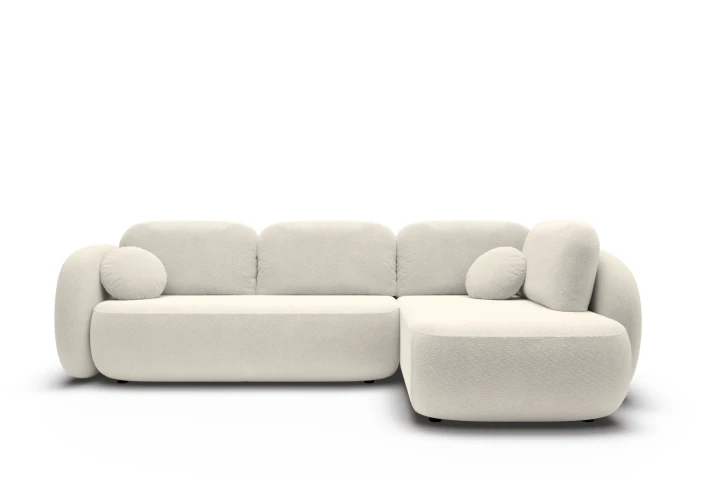 Narożnik do salonu z funkcją spania Mochi Kremowy Prawy