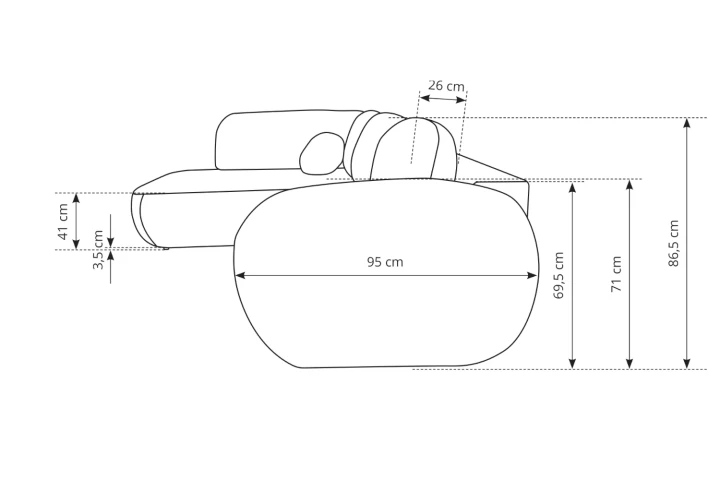 Narożnik do salonu z funkcją spania Mochi wymiary