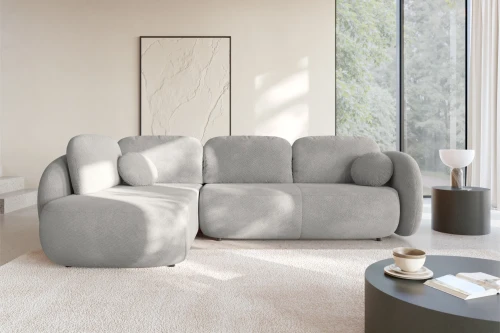 Narożnik do salonu z funkcją spania Mochi Jasny Szary