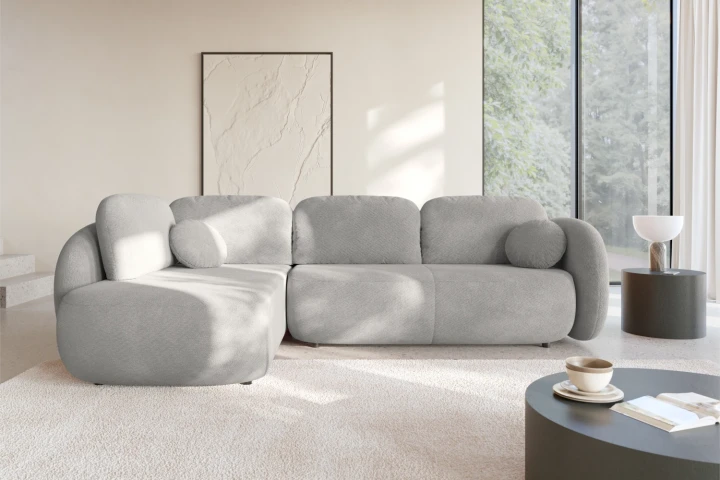 Narożnik do salonu z funkcją spania Mochi Jasny Szary